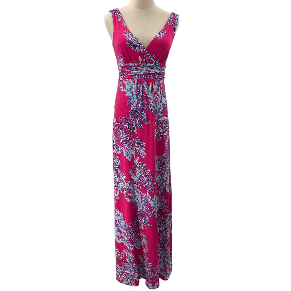 Lily Pulitzer Maxi Sloane Dress Capri pink Samba print - Picture 3 of 12